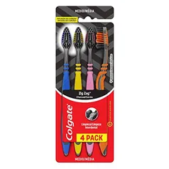 (PRIME)  Escova Dental Colgate ZigZag Carvão 4 unid, CN07784A, Preto