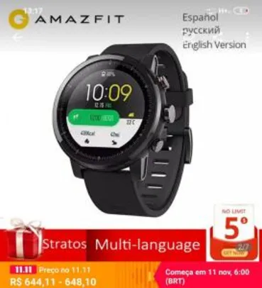 [Apenas 11/11] Smartwatch Xiaomi Amazfit Stratos (Pace 2) | R$641