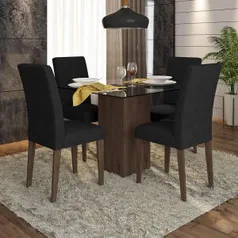 [CC Shoptime + R$332 de AME] Conjunto Sala de Jantar Belize de Vidro 4 Cadeiras | R$664