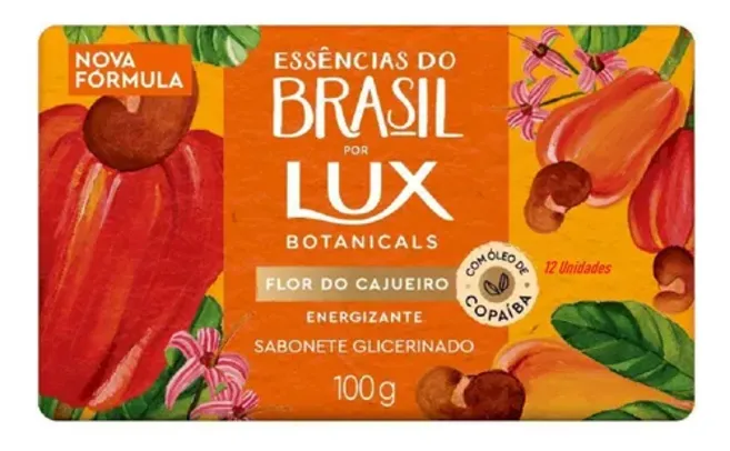 (R$0,82 centavos cada) 12 Sabonete Em Barra Glicerinado Flor De Cajueiro  Lux 100g