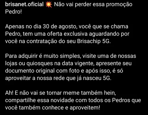 Imagem na descrição da promoção