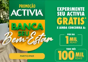 Promoção Activia Banca seu Bem-Estar CASHBACK R$ 15,00