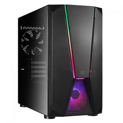 Gabinete Gamer SilverStone Fara V1M PRO, Mini Tower, RGB, Vidro Temperado, Preto, Micro-ATX, Sem Fonte, Com 2 Fans RGB, SST-FAV1MB-PRO