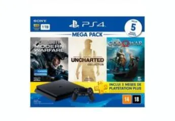 Console Sony PlayStation 4 Hits Call Of Duty: Modern Warfare + Uncharted: The Nathan Drake Collection + God Of War - CUH-2214B