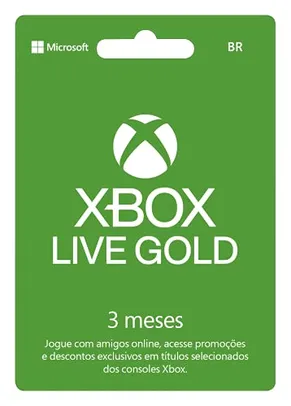 Microsoft Xbox Live Gold - 3 Meses - Cartão Físico