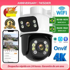  BESDER CCTV Câmera de Vigilância, Visão Noturna, Tela Dupla, Detecção Humana, Proteção de Segurança, WiFi, PTZ, IP, 8MP, 4MP 