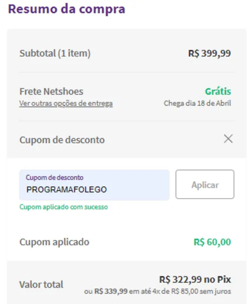 Imagem na descrição da promoção