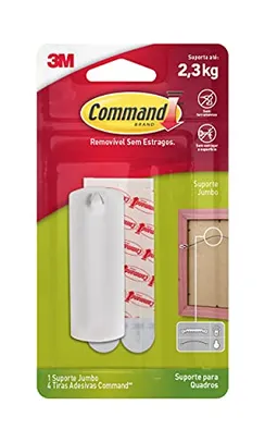 3M Command, Suporte Adesivo para Quadros, Tamanho Grande - Branco, 1 unidade