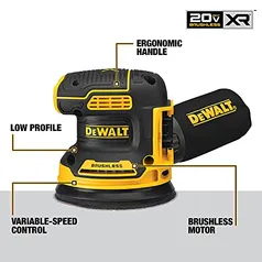 DEWALT Lixadeira Rotorbital de 5 Pol. (127mm) a Bateria 20V MAX* XR Ion-Litio DCW210B | R$629