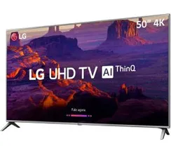 Smart TV LED 50" LG 50UK6510 Ultra HD 4k com Conversor Digital 4 HDMI 2 USB Wi-Fi ThinQ AI WebOS 4.0 60Hz Inteligencia Artificial - Prata