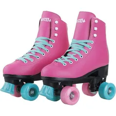 [AME SC R$28] Patins Infantil Retrô 4 Rodas Tamanho 37-38 Rosa - brink+