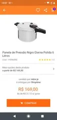 Panela de Pressão Nigro Eterna Polida 6 Litros | R$155