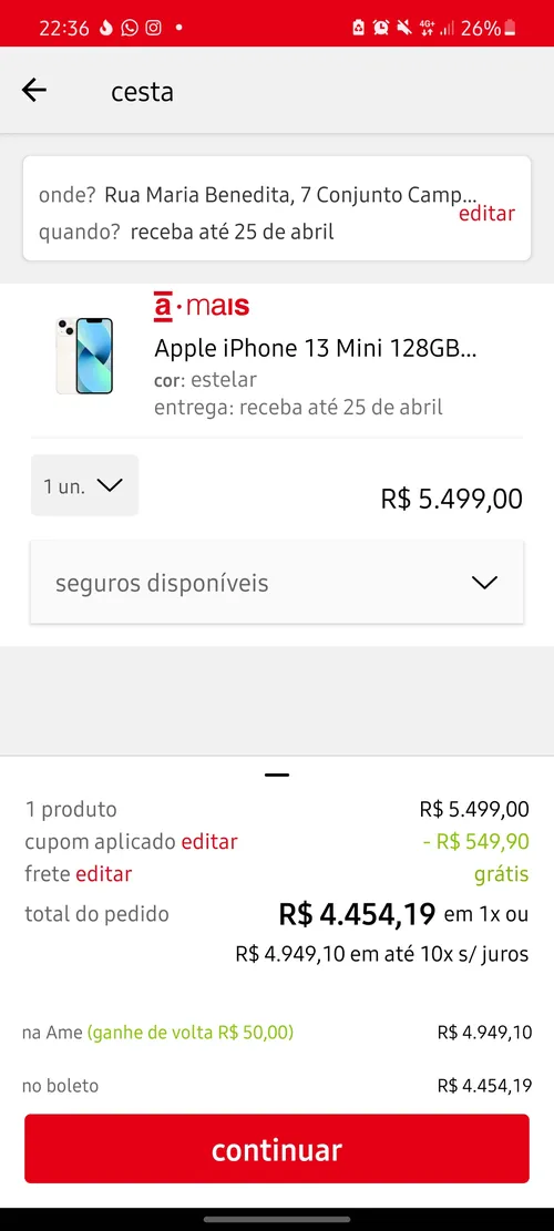 Imagem na descrição da promoção