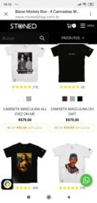 BAZAR MISTERY BOX - 4 CAMISETAS MASCULINAS R$99