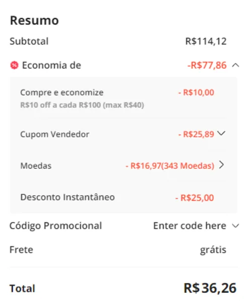 Imagem na descrição da promoção