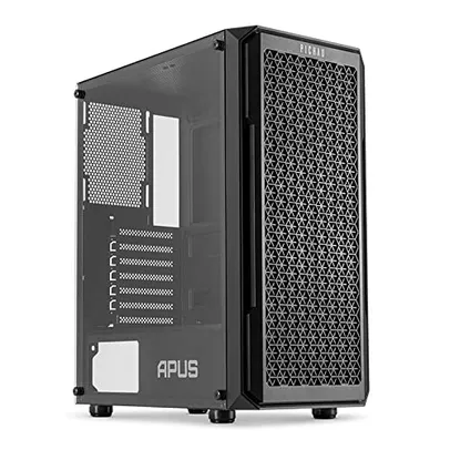 Gabinete Gamer Pichau Apus Preto 3 Fans Mid Tower  Lateral de Vidro Temperado