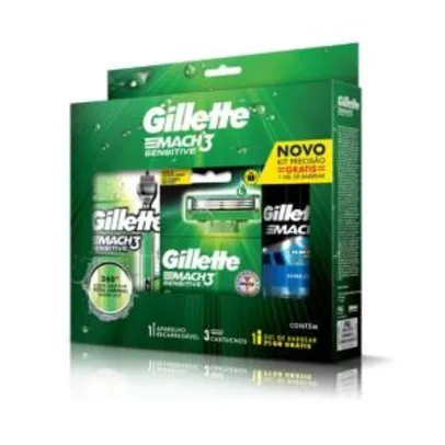 Aparelho Para Barbear Gillette Mach3 Sensitive + 3 Carga Grátis Gel De Barbear Complete Defense 71g | R$ 20