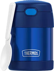 THERMOS FUNTAINER Pote de comida infantil isolado a vácuo de aço inoxidável com colher dobrável, azul marinho