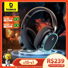 [Taxa Inclusa] Baseus Wireless Gaming Headphone GH02 com microfone, Bluetooth 5.3, driver de 40m