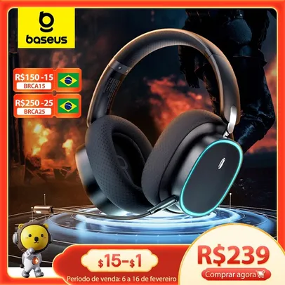 [Taxa Inclusa] Baseus Wireless Gaming Headphone GH02 com microfone, Bluetooth 5.3, driver de 40m