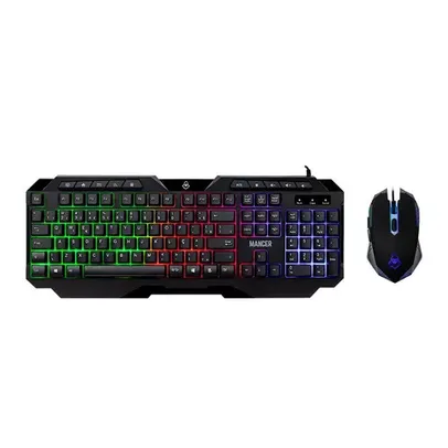 Kit Teclado e Mouse Gamer Mancer Krinus, Rainbow