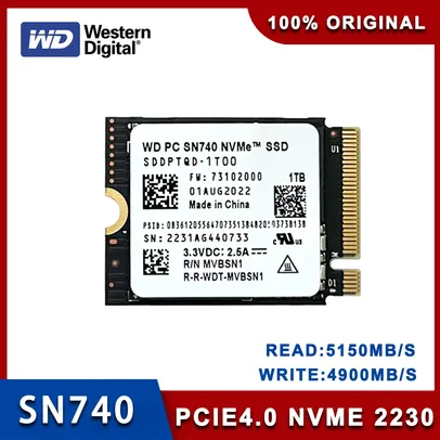 [Moedas/Taxas Inclusas] SSD Western Digital SN740 512Gb M.2 2230 NVMe PCIe Gen 4x4 para Steam Deck, Microsoft Surface Pro