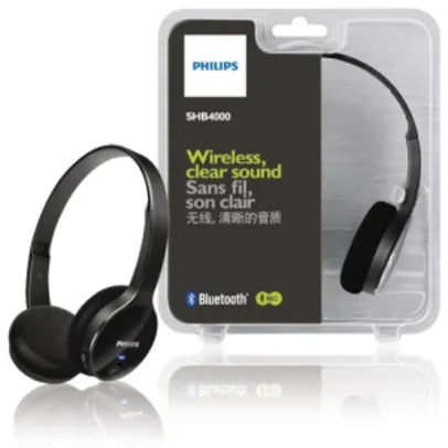 Fone de Ouvido Wireless Bluetooth com Microfone Integrado SHB4000/00 Preto PHILIPS por R$ 107