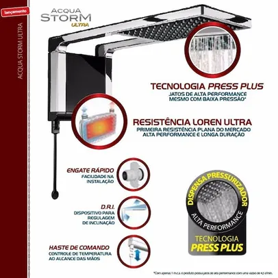 Chuveiro Acqua Storm Preto Lorenzetti 6800 W