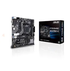 Placa Mãe ASUS Prime A520M-K, Chipset A520, AMD AM4, mATX, DDR4 - R$ 289