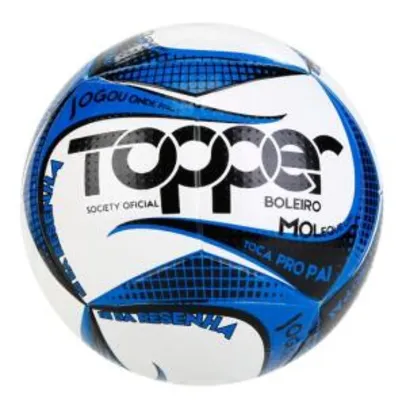 Bola de Futebol Society Topper Boleiro 2019 Tecnofusion - Preto e Azul | R$45
