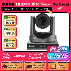 [DoBrasil] Câmera PTZ com tracking automático para transmissão de eventos ao vivo online HDMI 4K, 60FPS, com zoom de 20x. RP-VX60ASL