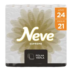 Papel Higiênico Neve Supreme folha tripla 24 rolos | R$21