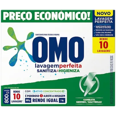 Sabão em Pó Omo Lavagem Perfeita Sanitiza e Higieniza - 800g