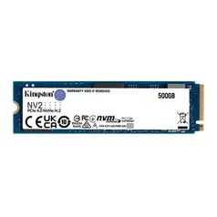 SSD Kingston NV2, 500GB, M.2 2280, PCIe NVMe, Leitura 3500 MB/s, Gravacao 2100 MB/s, SNV2S/500G