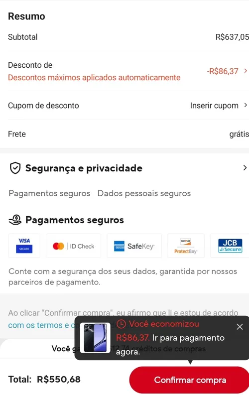 Imagem na descrição da promoção