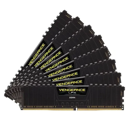 Foto do produto Memória DDR4 - 256GB (8x 32GB) / 3.600MHz Corsair Vengeance LPX Black - CMK256GX4M8D3600C18