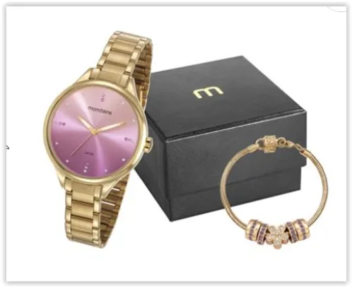 Relógio Feminino Analógico Mondaine 32101LPMKDE1K1 com Pulseira – Dourado | R$ 161