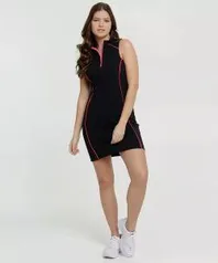 Vestido Feminino Viés Gola Alta Sem Manga