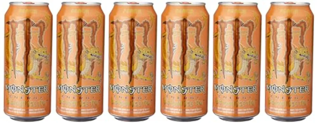 (PRIME) Pack de Energético Monster Dragon Tea Pêssego lata 473ml 6 unidades