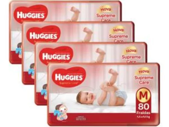 Kit Fraldas Huggies Turma da Mônica Supreme Care M/G/XG/XGG por R$ 196