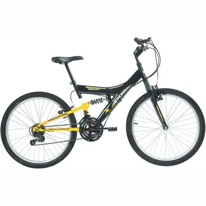 Bicicleta Aro 24 Full Suspension Kanguru Quadro 19" Preta 18 velocidades