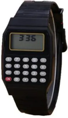 Relógio Digital Calculadora Calendário Hora Cor Preto Nostalgia Retrô
