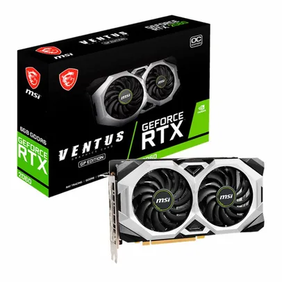  Placa de Vídeo MSI GeForce RTX 2060 Ventus GP OC, 6GB, GDDR6, 192-bit, 912-V375-808