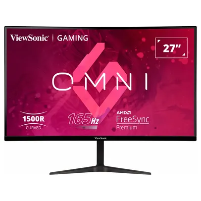 Monitor Gamer ViewSonic Omni 27 LED 2K QHD, Curvo, 165 Hz, 1ms, HDMI, DisplayPort, 102% sRGB, FreeSync Premium, Som Integrado - VX2718- 2KPC