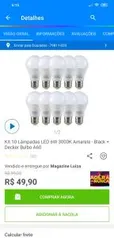 Kit 10 lâmpadas Led 6w 3000k amarela - Brack+Decker Bulbo A60