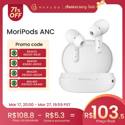 Fone de Ouvido Haylou Moripods Anc V5.2 Tws Bluetooth Fones De Ouvido Sem Fio Controle Toque, com cancelamento de r