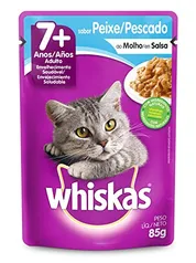 [12UN.] Ração Úmida Whiskas Sachê Peixe ao Molho Adultos 7+85g[1,72CD]