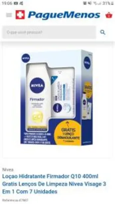 Loçao Hidratante Firmador Q10 400ml Gratis Lenços De Limpeza Nivea Visage 3 Em 1 Com 7 Unidades