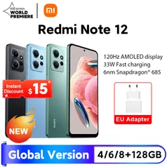 Xiaomi Redmi Note 12 Versão Global 120Hz AMOLED 33W Snapdragon Carregamento Rápido®Câmera 685 50MP