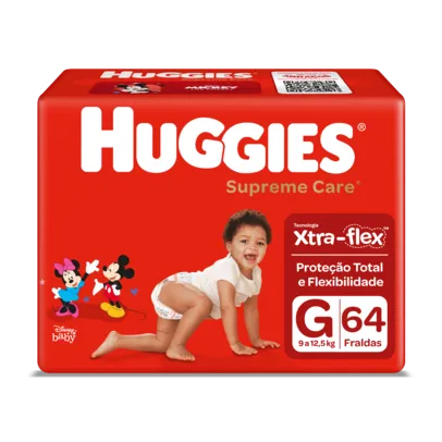 Leve 4 Pague 3 | Fralda Huggies Supreme Care Hiper Tamanho G Com 64 